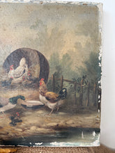 Load image into Gallery viewer, French Antique Chickens Oil on Canvas