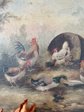 Load image into Gallery viewer, French Antique Chickens Oil on Canvas