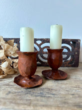 Load image into Gallery viewer, Hand Crafted Bronzy Metal Candle Holder