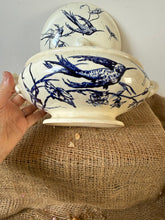 Load image into Gallery viewer, Most Beautiful Rare Bird Dark Blue Transferware Soupiere