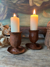Load image into Gallery viewer, Hand Crafted Bronzy Metal Candle Holder