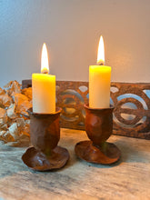 Load image into Gallery viewer, Hand Crafted Bronzy Metal Candle Holder