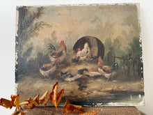 Load image into Gallery viewer, French Antique Chickens Oil on Canvas