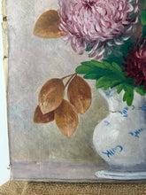 Load image into Gallery viewer, French Antique Dahlia Oil on Canvas