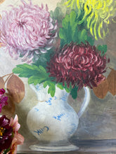 Load image into Gallery viewer, French Antique Dahlia Oil on Canvas