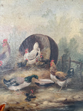 Load image into Gallery viewer, French Antique Chickens Oil on Canvas