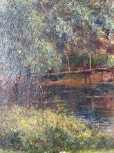 Load image into Gallery viewer, Large French Countryside Mill Scene Antique Oil on Canvas