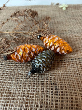 Load image into Gallery viewer, Set of 3 Vintage Glass Pinecone Baubles
