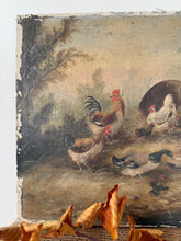 Load image into Gallery viewer, French Antique Chickens Oil on Canvas
