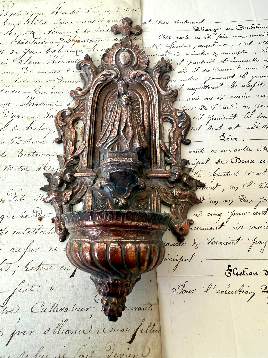 French Religious Sacremental Holy Water Font