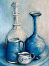 Load image into Gallery viewer, Vintage Blue Vases Oil Painting
