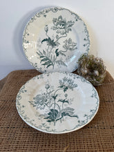 Load image into Gallery viewer, Pretty French Green Transferware Poppy Plates
