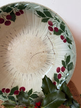 Load image into Gallery viewer, French Vintage Green and Red Berried Stapled Bowl
