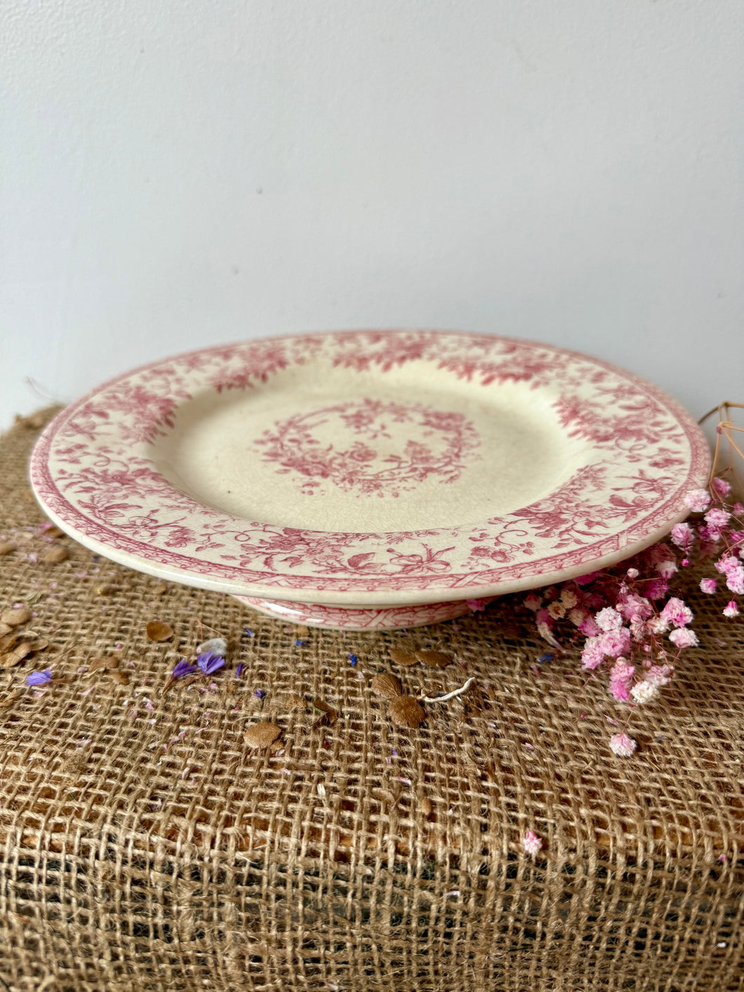 Gorgeous Pink Floral Ironstone Compote