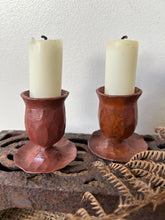 Load image into Gallery viewer, Hand Crafted Bronzy Metal Candle Holder
