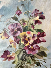 Load image into Gallery viewer, Pretty French Vintage Pansy Oil on Canvas on Board
