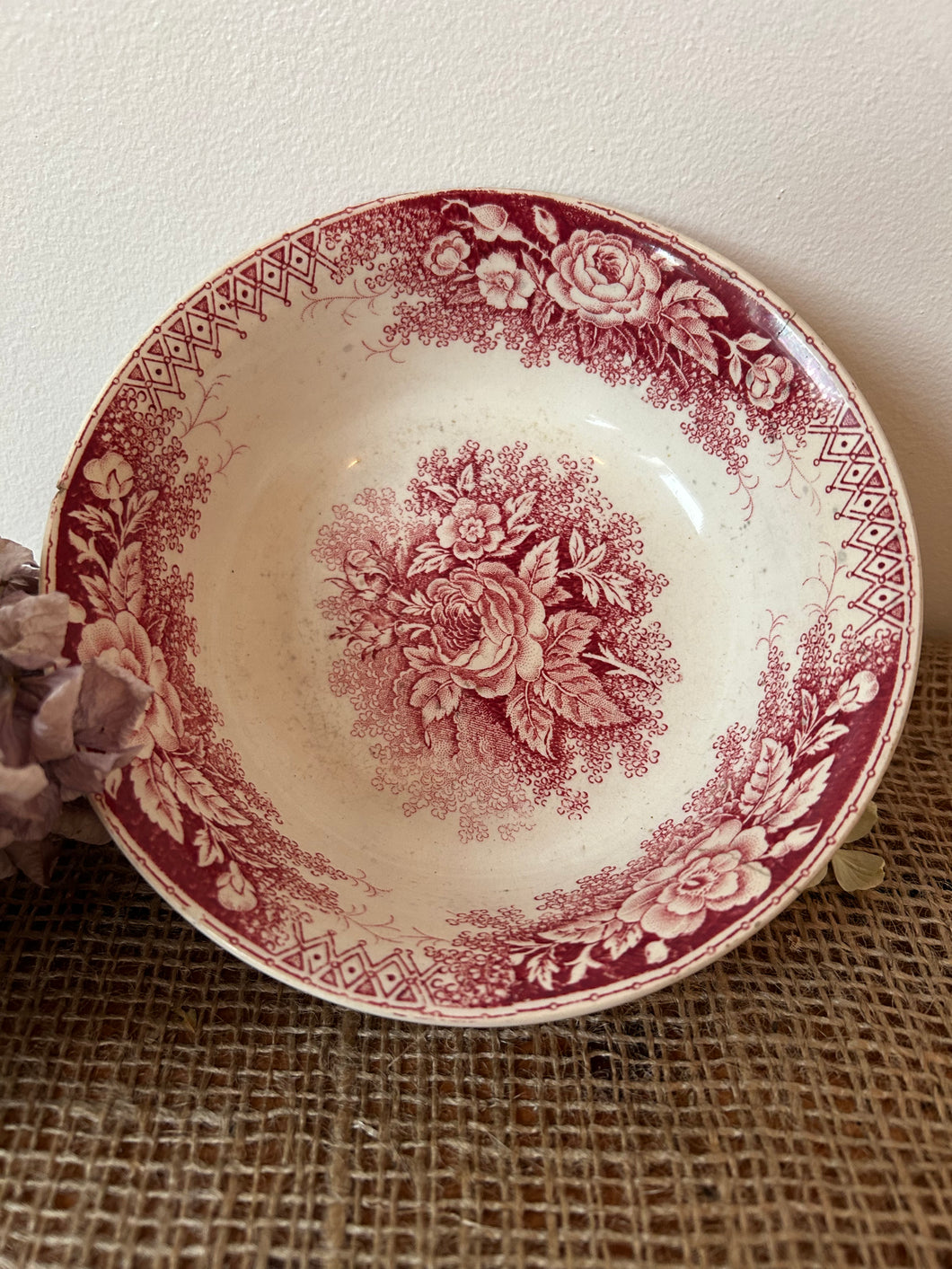 Pinky Red French Vintage Ironstone Bowl