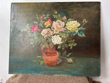 Load image into Gallery viewer, Vintage French Roses Oil on Board
