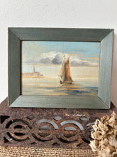 Load image into Gallery viewer, Vintage Sailing Boat Oil on Wooden Block
