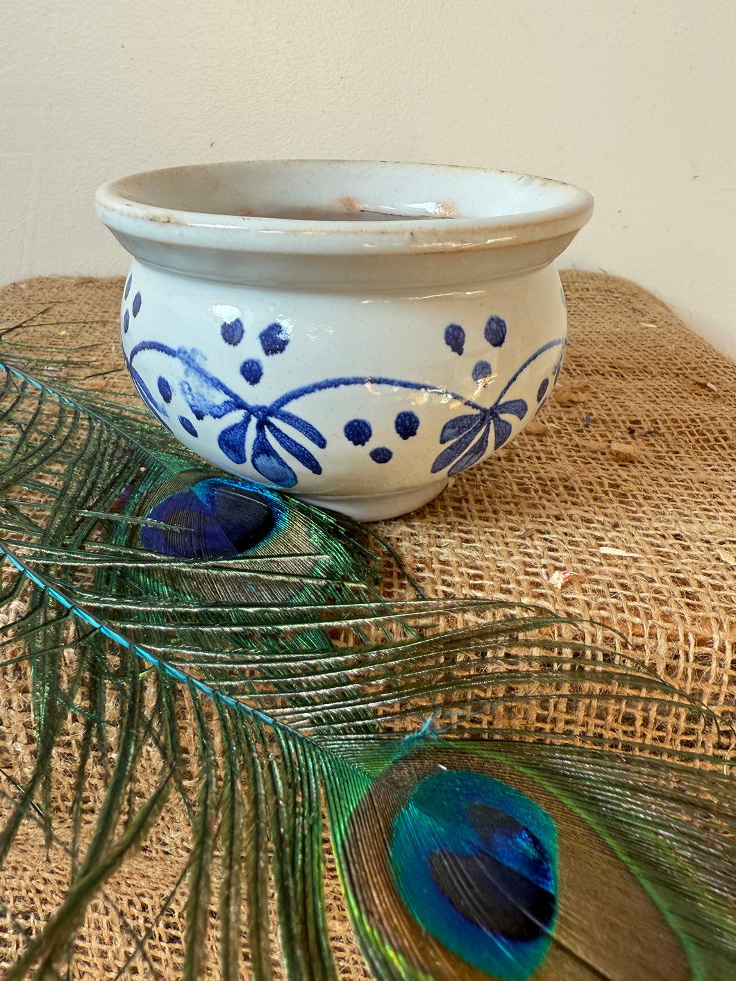 Cute French Blue and White Confitures Pot