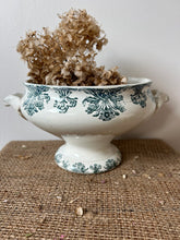 Load image into Gallery viewer, French Transferware Greeny Blue Soupiere
