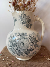 Load image into Gallery viewer, Stunning French Transferware Large Green Grey Ironstone Jug
