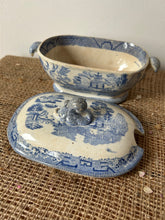 Load image into Gallery viewer, Vintage Buttery Blue and White Lidded Pot
