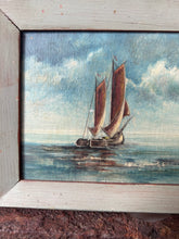 Load image into Gallery viewer, Vintage Sailing Boat Oil on Wooden Block
