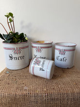 Load image into Gallery viewer, Pretty Vintage Set of 4 French Art Deco Style Enamel Canisters
