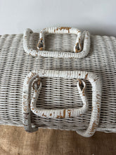 Load image into Gallery viewer, French Vintage White Wicker Handled Basket
