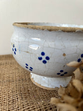 Load image into Gallery viewer, Chippy Blue and White Stoneware Pot
