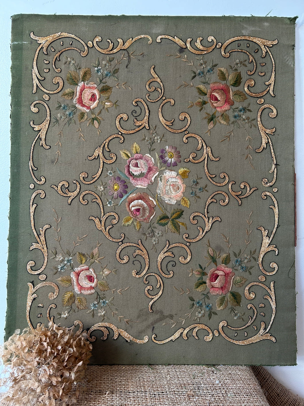 French Hand Embroidered Panel