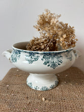 Load image into Gallery viewer, French Transferware Greeny Blue Soupiere
