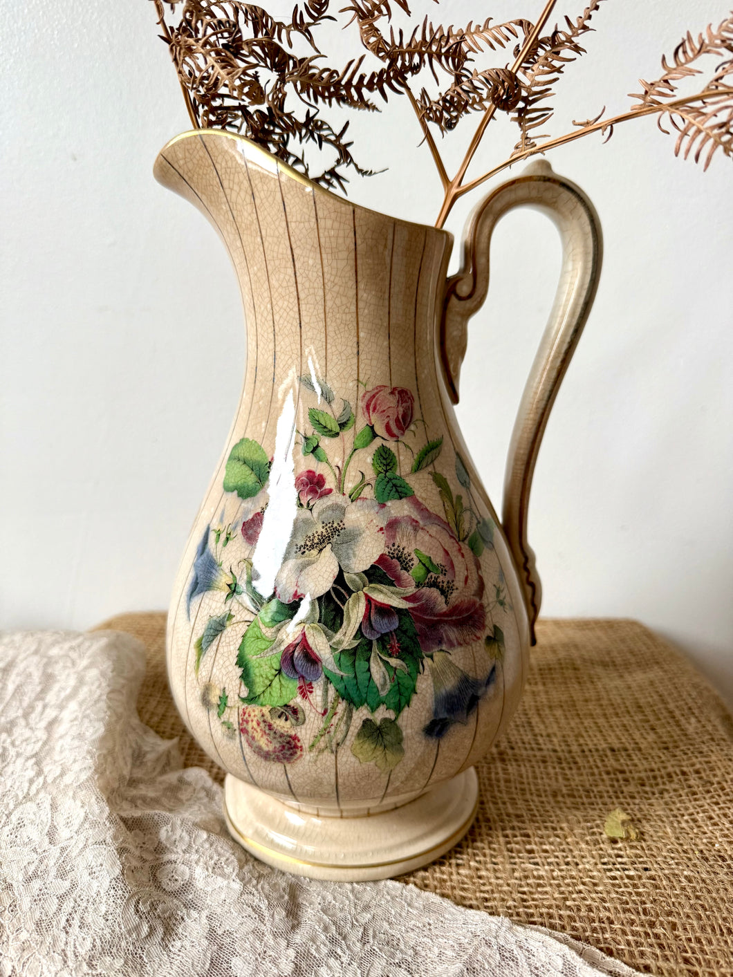 Pretty Floral Ironstone Jug