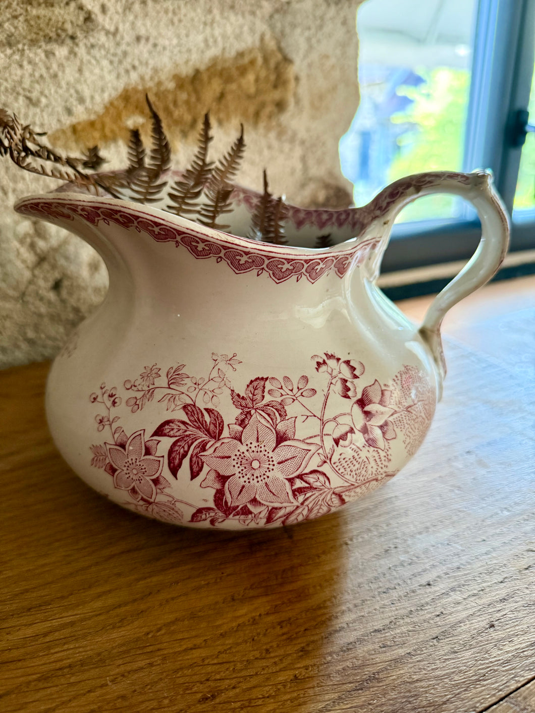 Pretty French Pink Floral Jug