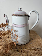 Load image into Gallery viewer, French Vintage Pink and White Enamel Coffee Pot
