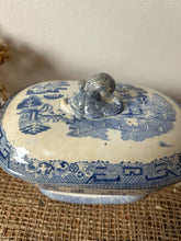 Load image into Gallery viewer, Vintage Buttery Blue and White Lidded Pot
