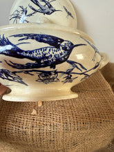 Load image into Gallery viewer, Most Beautiful Rare Bird Dark Blue Transferware Soupiere
