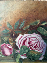 Load image into Gallery viewer, Gorgeous Rose Vintage Oil on Canvas
