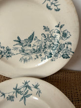 Load image into Gallery viewer, Pretty Bluey Green Floral Bird Ironstone Plates
