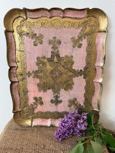 Load image into Gallery viewer, Pretty Pink and Gold Vintage Florentine Tray
