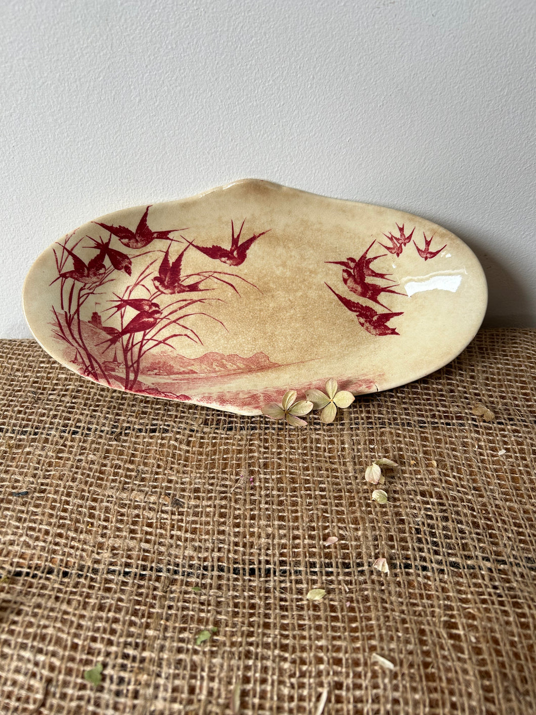 French Buttery Pink Transferware Dish