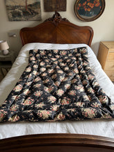 Load image into Gallery viewer, Lovely Vintage Black and Floral Eiderdown
