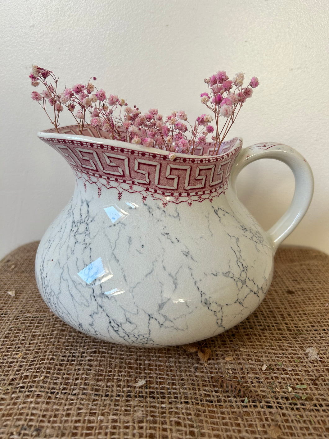 French Tubby Pink and Marble Effect Jug