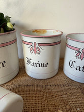 Load image into Gallery viewer, Pretty Vintage Set of 4 French Art Deco Style Enamel Canisters
