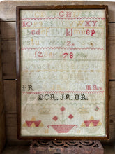 Load image into Gallery viewer, Antique Embroidery Sampler Dated 1878
