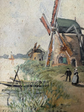 Load image into Gallery viewer, Gorgeous Antique Windmills Landscape Oil on Canvas
