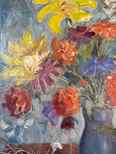 Load image into Gallery viewer, Bright Vibrant French Floral Vintage Oil on Canvas
