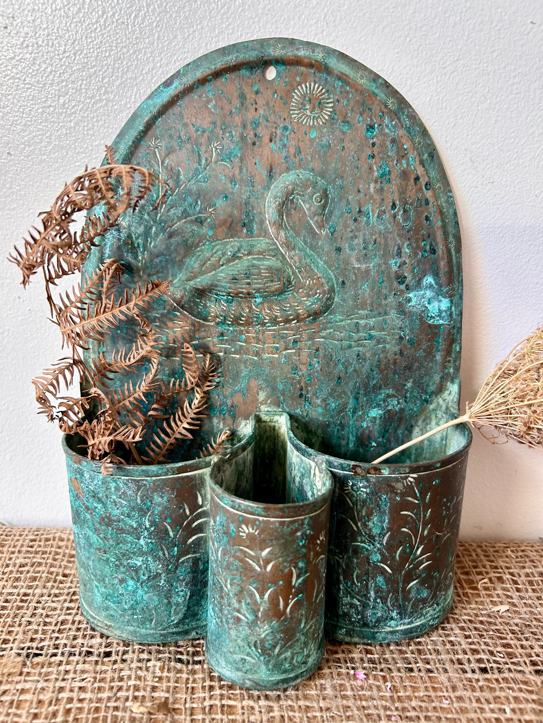 Gorgeous Copper Verdigris Spill Pot