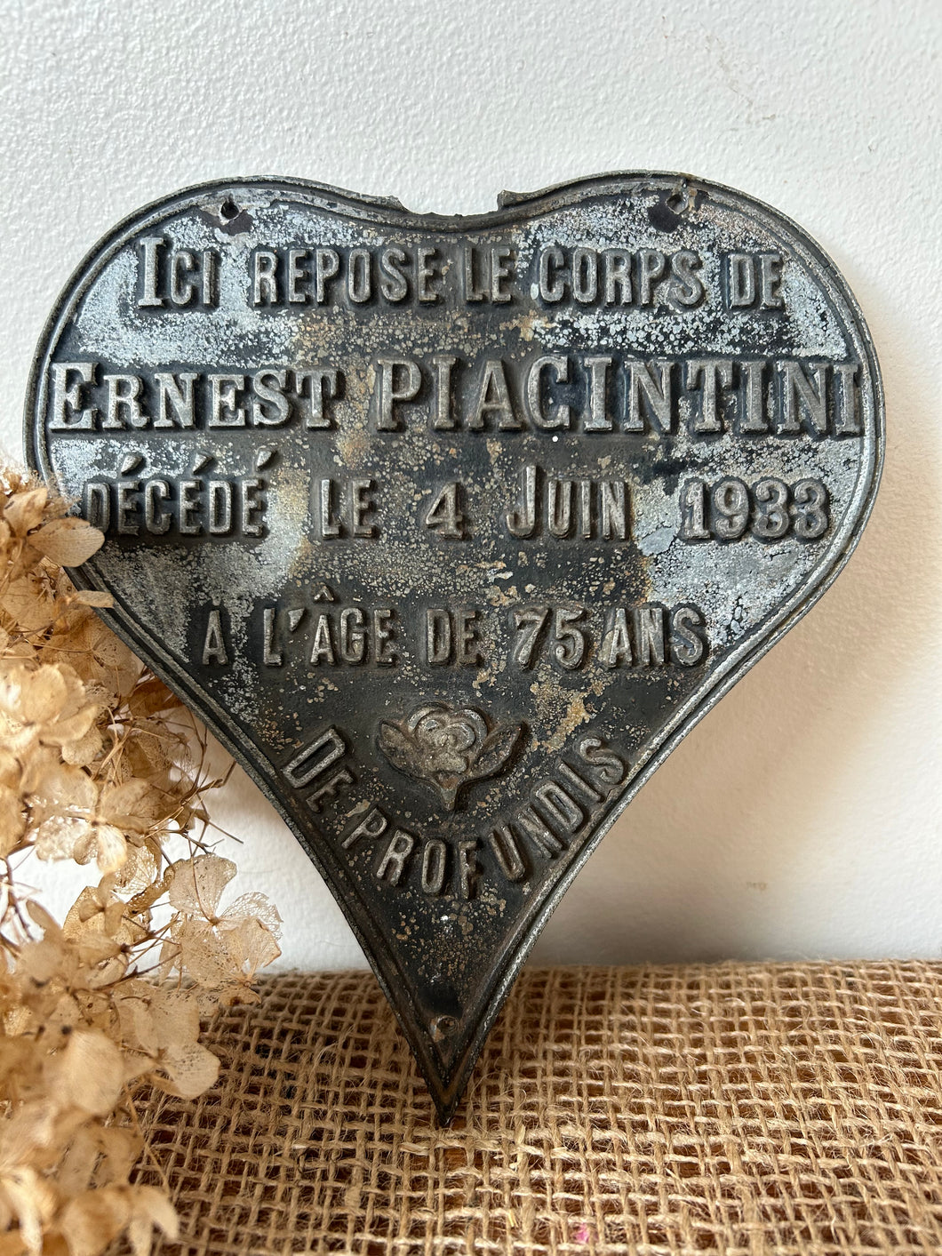 Rustic French Memorial Plaque